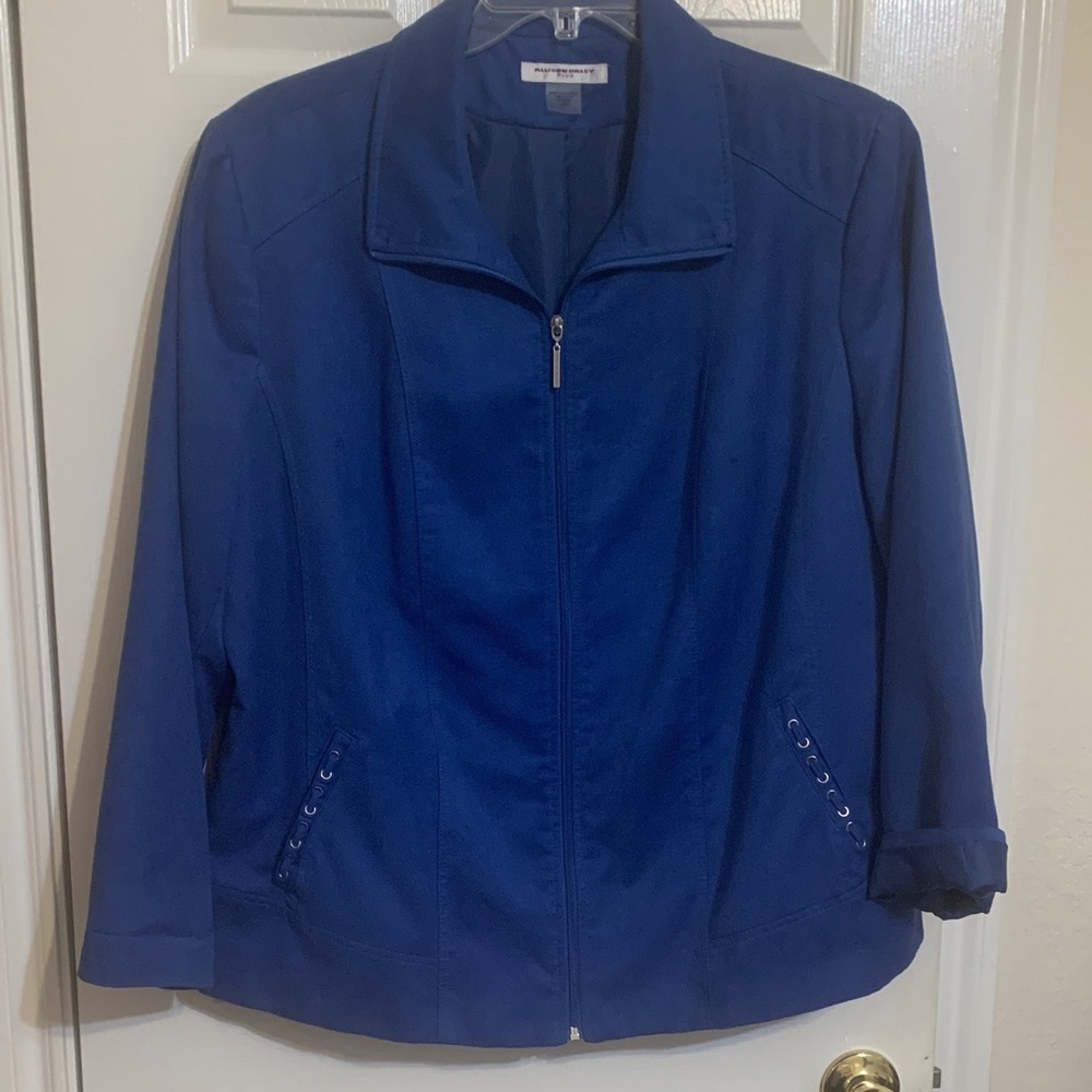 Allison Daley Royal Blue Utility Jacket with zipper accents